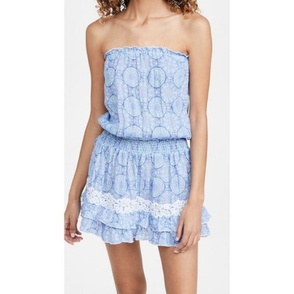 Temptation Positano Fernandina Mini Dress In Blue Print size Medium - Picture 1 of 8